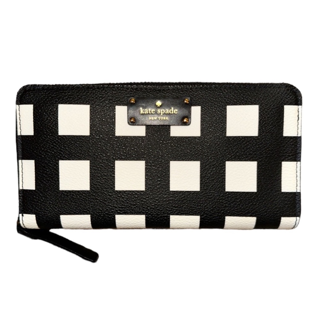 Kate Spade Checkered Zip Around Wallet EUC